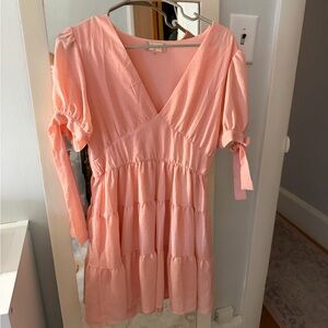 Altar'd State Peach Pink Tiered V-Neck Dress Top
